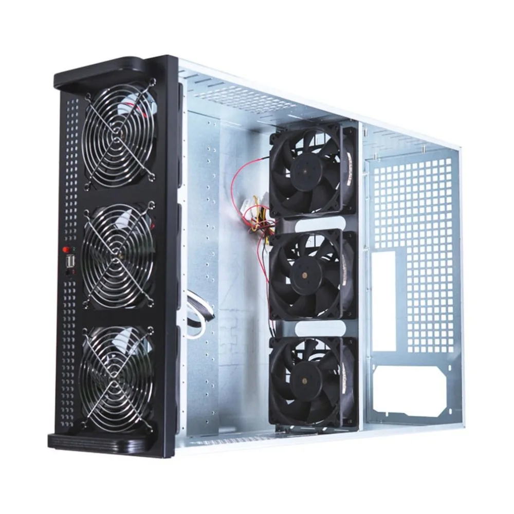 4U Mining Case Frame Fit For 6/8 Graphics Card Steel Open Air Mining Server Chassis With 6 Fans For ETH/BTC/LTC/ETC Mining