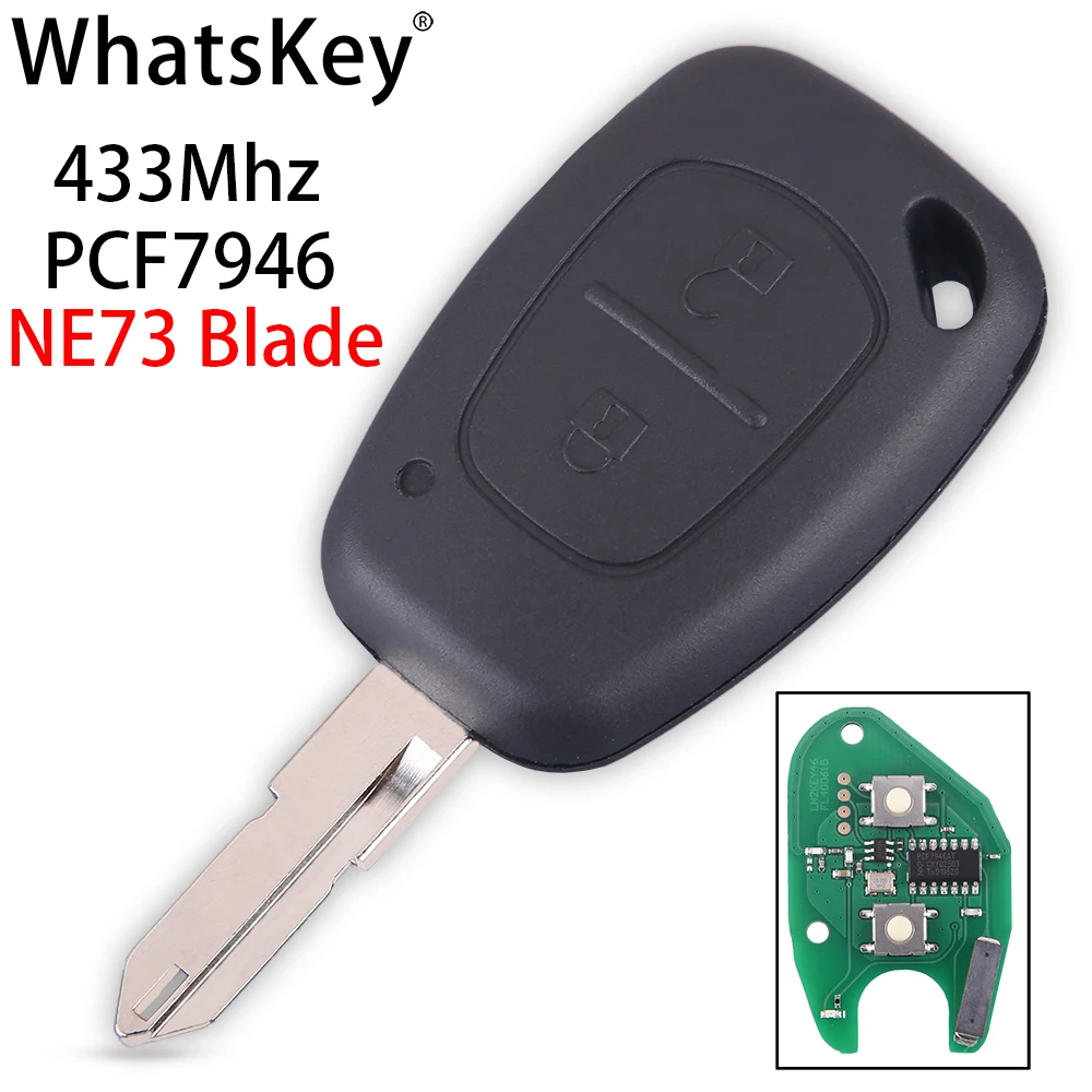 WhatsKey 2 Button Remote Key 433Mhz ID46 PCF7946 Chip For Vauxhall/Opel/Renault Vivaro Trafic Master Clio Scenic Movano Kangoo
WhatsKey 2 Button Remote Key 433Mhz ID46 PCF7946 Chip For Vauxhall/Opel/Renault Vivaro Trafic Master Clio Scenic Movano Kangoo