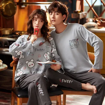 2020 spring and autumn thin section long-sleeved couple comfortable pajamas women loose casual ladies cute XL home service suit
2020 spring and autumn thin section long-sleeved couple comfortable pajamas women loose casual ladies cute XL home service suit