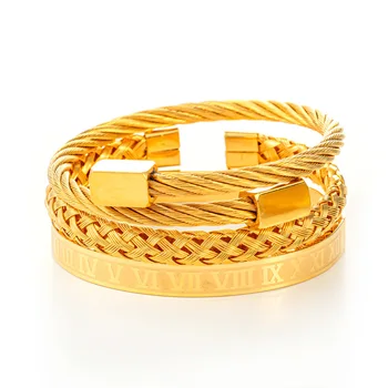 Luxury 3pcs/Set Roman Number Stainless Steel Bracelets&Bangles Men Hip Hop Hemp Rope Buckle Open Bracelet Pulseira Bileklik 
Luxury 3pcs/Set Roman Number Stainless Steel Bracelets&Bangles Men Hip Hop Hemp Rope Buckle Open Bracelet Pulseira Bileklik