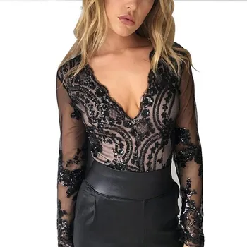 Sexy Women V-neck Long Sleeve Mesh Patchwork Sequined Bodysuit Playsuit Clubwear Bodycon Floral Party Jumpsuit Romper Trousers
Sexy Women V-neck Long Sleeve Mesh Patchwork Sequined Bodysuit Playsuit Clubwear Bodycon Floral Party Jumpsuit Romper Trousers