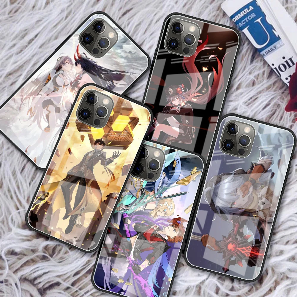 Стеклянный чехол для iPhone 13 12 Mini 11 Pro XR XS Max 7 8 Plus SE 2020X6 6S противоударный телефона