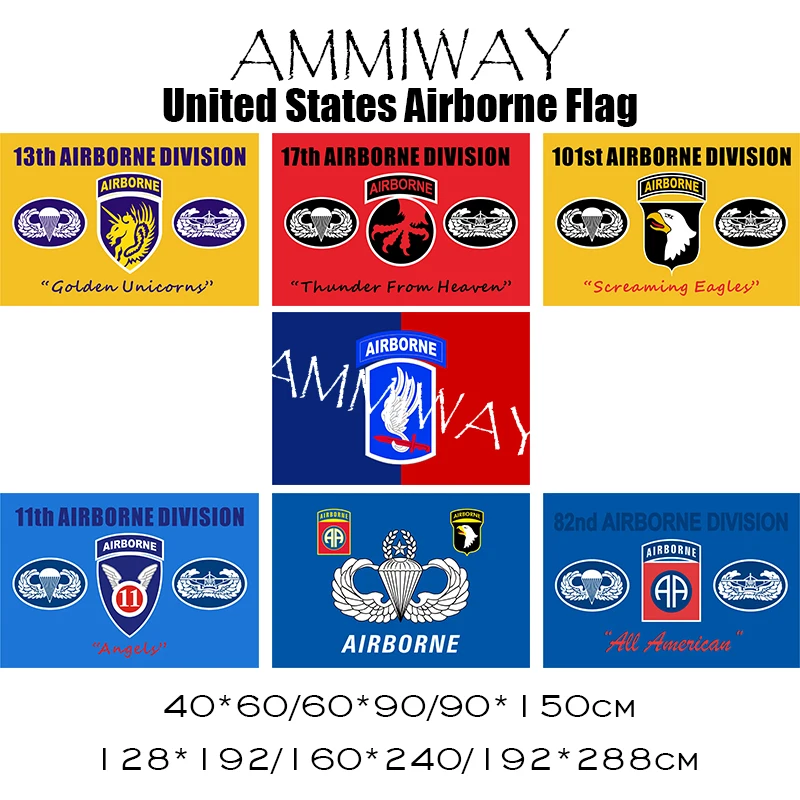 AMMIWAY американские 13th 17th 101st 11th 82nd 173 воздушные флаги военные дивизии и