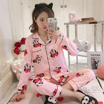 Cartoon-patterned Pajamas For Women Cotton Good Quality Long Sleeve Two Pieces Lapel Pyjama Sets Casual Loose Pijama Sleepwear
Cartoon-patterned Pajamas For Women Cotton Good Quality Long Sleeve Two Pieces Lapel Pyjama Sets Casual Loose Pijama Sleepwear