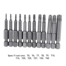 10pcs 50mm Magnetic Torx Head Screwdriver Bits 1/4 In Hex Shank T5, T6, T7, T8, T9, T10, T15, T20, T25, T27, T30, T40
10pcs 50mm Magnetic Torx Head Screwdriver Bits 1/4 In Hex Shank T5, T6, T7, T8, T9, T10, T15, T20, T25, T27, T30, T40
