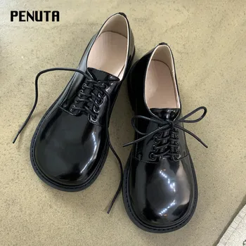 2020 PENUTA Japanese School Shoes Lace Up Unique Designer Black Genuine Leather Casual Flats Women Round Toe Fashion Mules F0091
2020 PENUTA Japanese School Shoes Lace Up Unique Designer Black Genuine Leather Casual Flats Women Round Toe Fashion Mules F0091