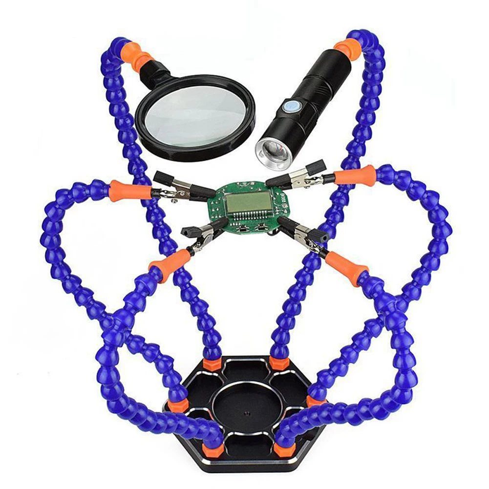 Flashlight USB Rechargeable Swiveling Soldering Station Clip With 6 Arms Tool Iron Holder Welding Magnifier Flexible DC Fan
Flashlight USB Rechargeable Swiveling Soldering Station Clip With 6 Arms Tool Iron Holder Welding Magnifier Flexible DC Fan