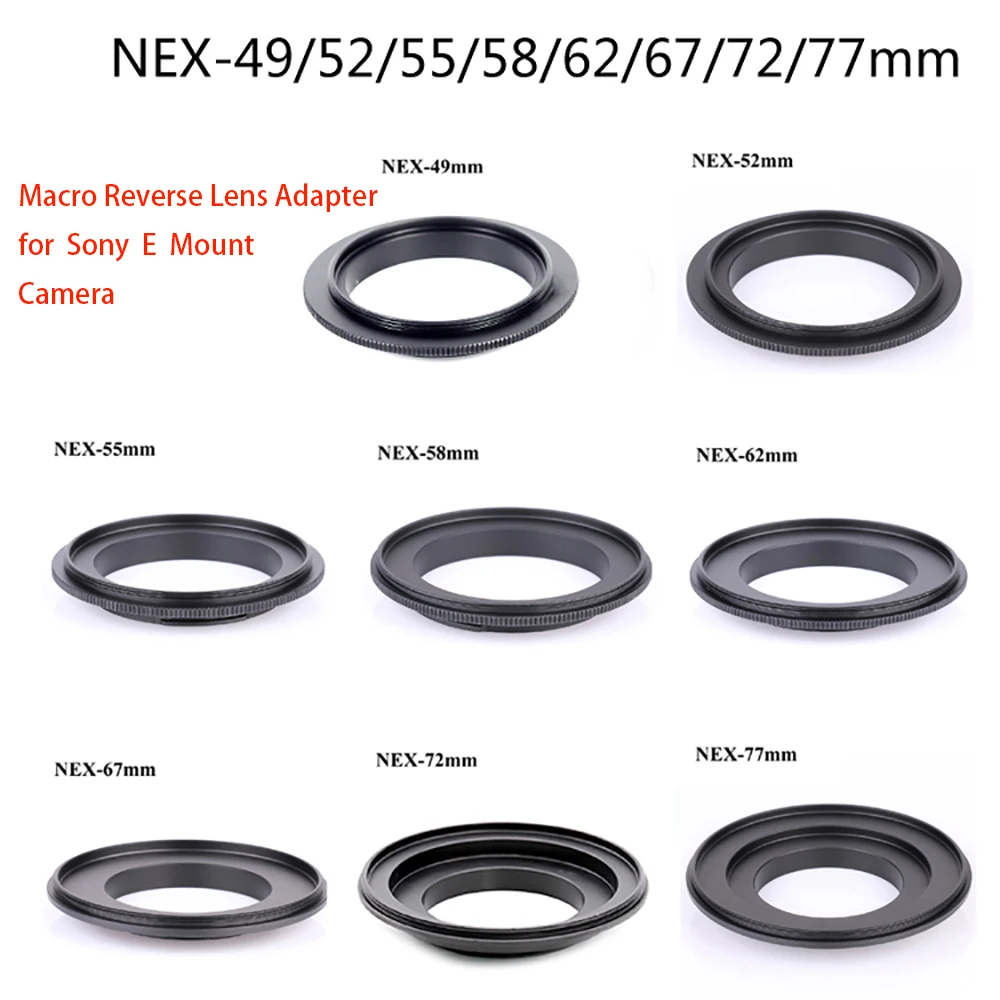 LingoFoto Macro Reverse Lens adapter 40.5 / 49/ 52/ 55/ 58/ 62/ 67/ 72/ 77mm-NEX for Sony E-Mount Camera
LingoFoto Macro Reverse Lens adapter 40.5 / 49/ 52/ 55/ 58/ 62/ 67/ 72/ 77mm-NEX for Sony E-Mount Camera