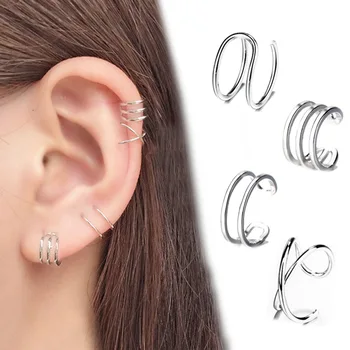 Fashion Jewelry 925 Sterling Silver Multilayer Ear Cuff Women Clip On Earrings no Piercing Earings Jewelry 
Fashion Jewelry 925 Sterling Silver Multilayer Ear Cuff Women Clip On Earrings no Piercing Earings Jewelry