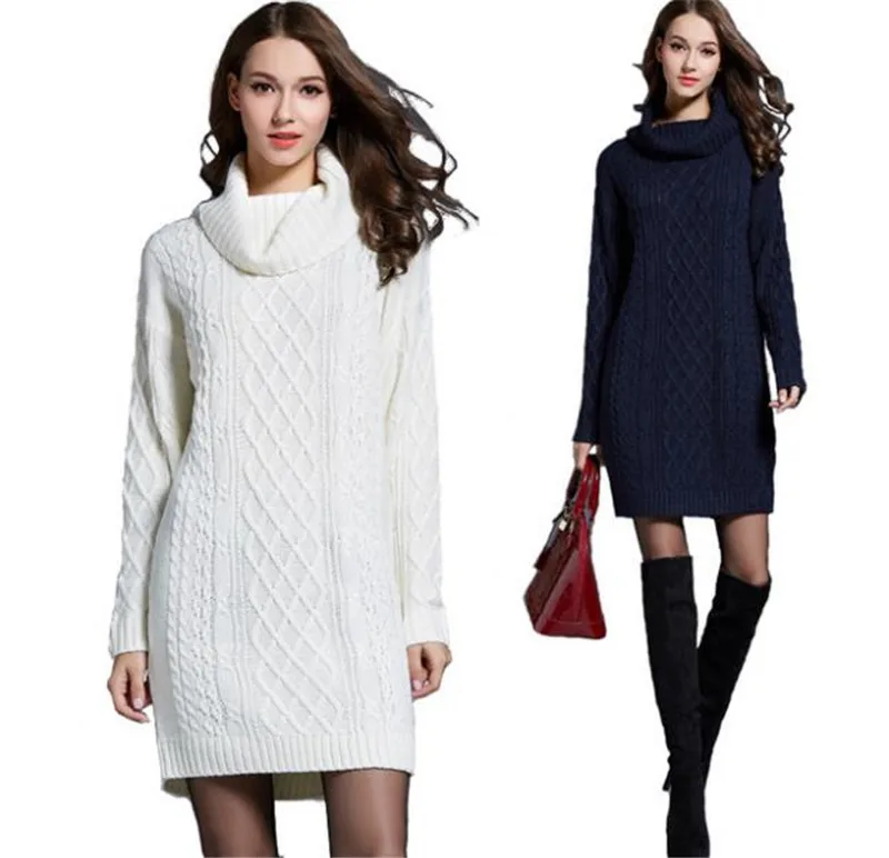 High Quality Fashion Winter Autumn Women Solid long Sleeve Turtleneck Sweater Pullover Long Thicken Knitted Dress Sweaters white
High Quality Fashion Winter Autumn Women Solid long Sleeve Turtleneck Sweater Pullover Long Thicken Knitted Dress Sweaters white