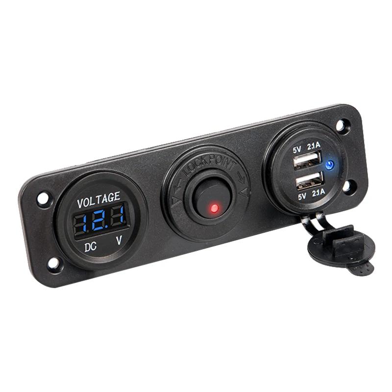 Modified Car Charger Dual USB Socket Adapter Panel 12V-24V with LED Display Voltmeter and Independent Switch for Boat Marine 
Modified Car Charger Dual USB Socket Adapter Panel 12V-24V with LED Display Voltmeter and Independent Switch for Boat Marine