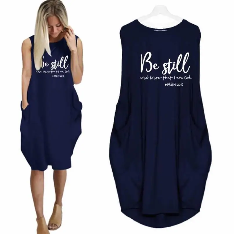 Women Dress Be Still And Know That I Am God Faith Jesus Sleeveless Letters Print Dresses 5XL Dropshipping
Women Dress Be Still And Know That I Am God Faith Jesus Sleeveless Letters Print Dresses 5XL Dropshipping