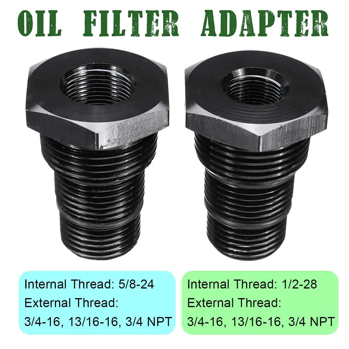 1/2-28 To 3/4 NPT Oil Filter Threaded Adapter Stronger Than Aluminum Knurled EE