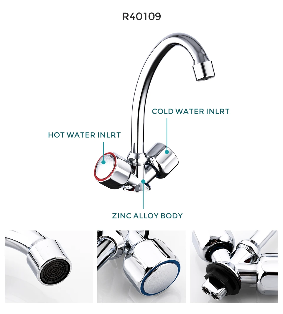 FRUD Faucet Kitchen Tap Sink Mixer Double Handle Kitchen Faucets Swivel Spout Kitchen Water Mixer Tap Kitchen torneira cozinha