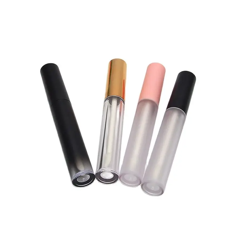 

50pcs Cosmetic Container 4.5ML Lipgloss Tube Refillable Frosted Bottle Lip Gloss Compact Transparent Empty Round Lip Balm Tube