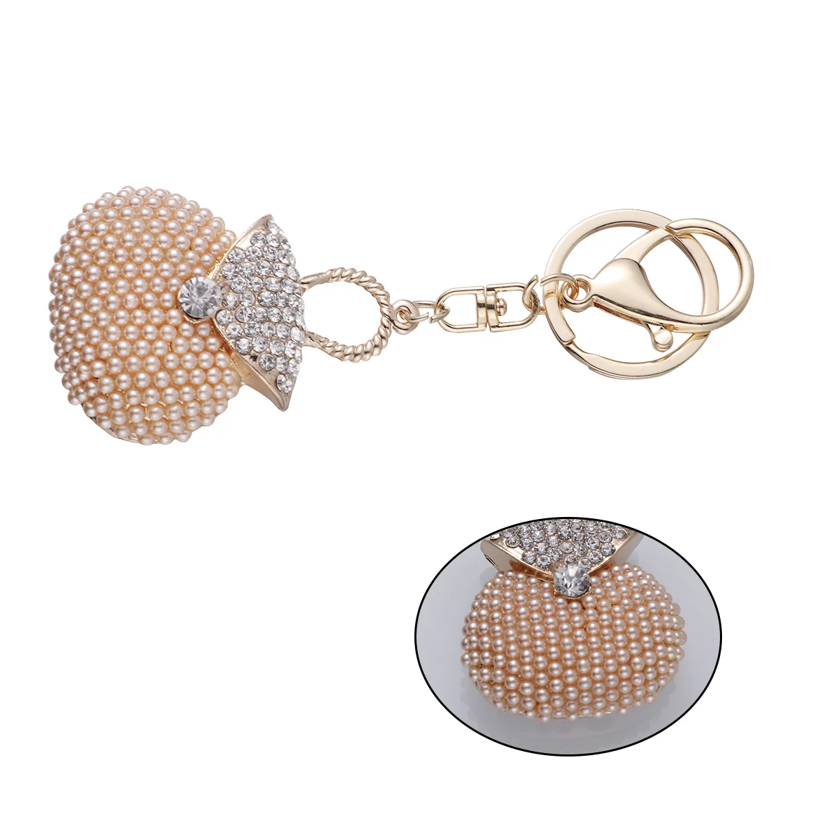 chain cute pearl handbag shape handbag crystal metal key ring