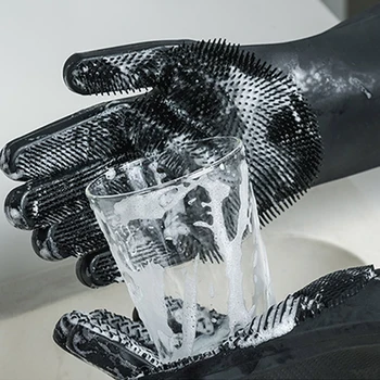 Silicone Scrubbing Dishwashing Cleaning Gloves Magic Rubber Dish Washing Gloves for Household Scrubber Kitchen Clean Tool 
Silicone Scrubbing Dishwashing Cleaning Gloves Magic Rubber Dish Washing Gloves for Household Scrubber Kitchen Clean Tool