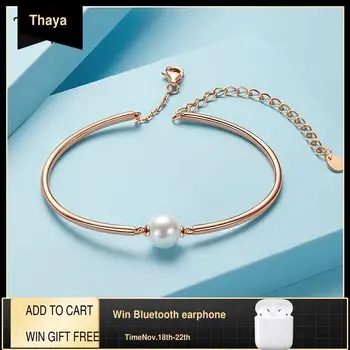 Thaya New arrival Pearl Bracelet Copper Plated 18K Hand made Pearl Rose Gold Bangle Thin Chain Dainty Bangles for women Fashion
Thaya New arrival Pearl Bracelet Copper Plated 18K Hand made Pearl Rose Gold Bangle Thin Chain Dainty Bangles for women Fashion