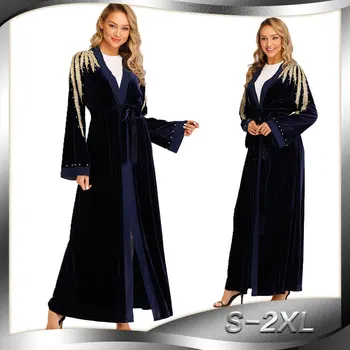 Middle Eastern Muslim Style 2019 New Fashion Beaded Cardigan Robes Female Arab Hui Nationality Long Dress 
Middle Eastern Muslim Style 2019 New Fashion Beaded Cardigan Robes Female Arab Hui Nationality Long Dress