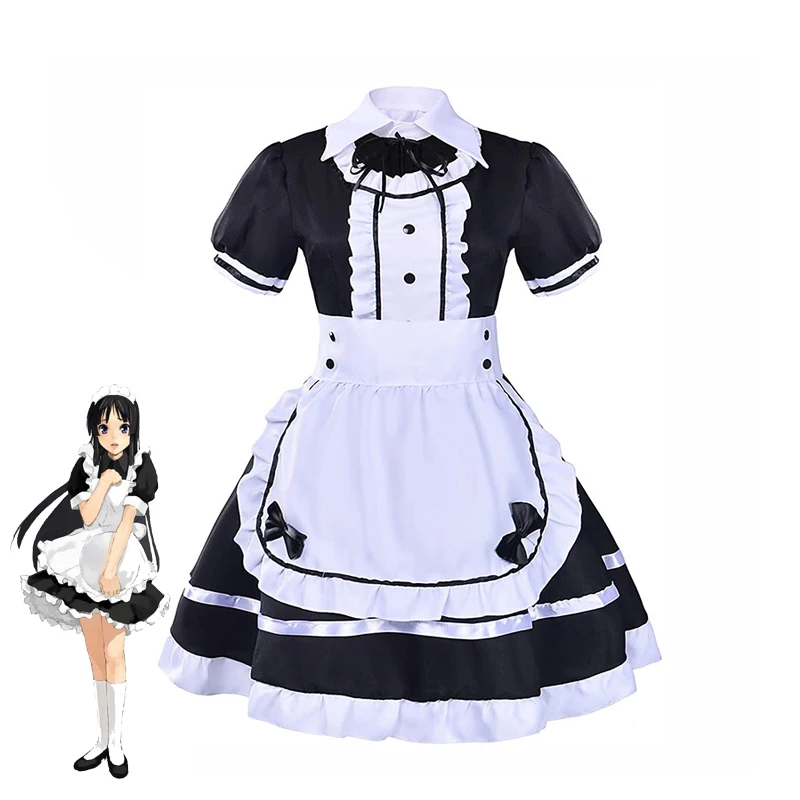 

Women Maid Outfit Sweet Gothic Lolita Dresses Anime K-ON! Cosplay Costume Apron Dress Uniforms Plus Size Halloween Costumes