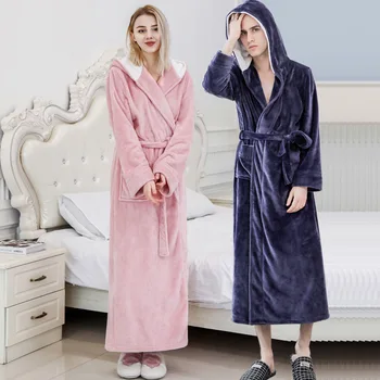 Flannel Warm Bathrobe Gown Sleepwear Winter Unisex Lovers Robe Gown Soft Solid Navy Blue Nightwear Casual Full Women Homewear
Flannel Warm Bathrobe Gown Sleepwear Winter Unisex Lovers Robe Gown Soft Solid Navy Blue Nightwear Casual Full Women Homewear