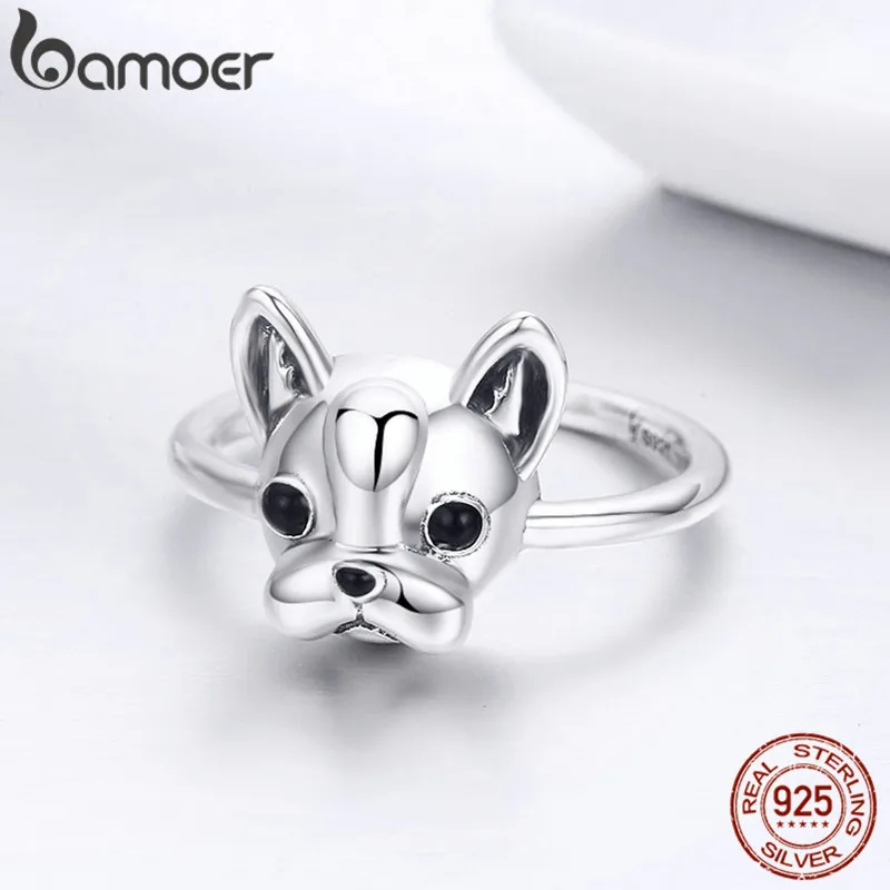 BAMOER Frenchbull кольца на палец с головой собаки для женщин и девочек Подарки питомца