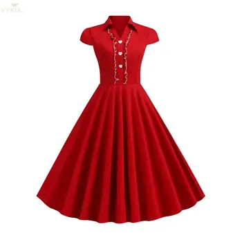 Vintage Pleat Womens Dresses Short Sleeves Summer Pin Up Patchwork With Button V-neck Sweet Party Dresses Ruffle Retro 50s 60s
Vintage Pleat Womens Dresses Short Sleeves Summer Pin Up Patchwork With Button V-neck Sweet Party Dresses Ruffle Retro 50s 60s