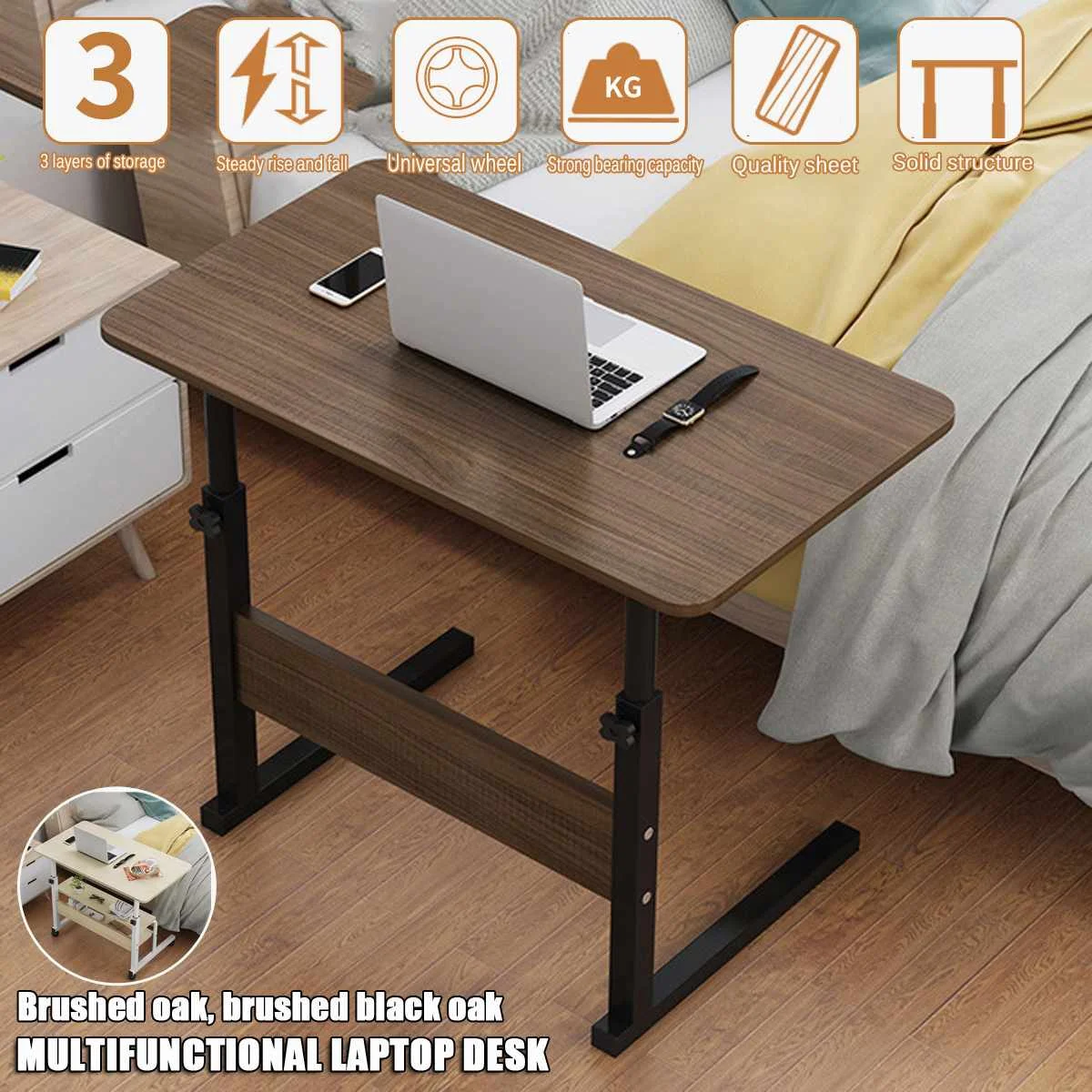 LEORY Multifunctional Wooden Brushed Oak Computer Table Movable Bedside Laptop Desk Study Table Computer Stand
LEORY Multifunctional Wooden Brushed Oak Computer Table Movable Bedside Laptop Desk Study Table Computer Stand