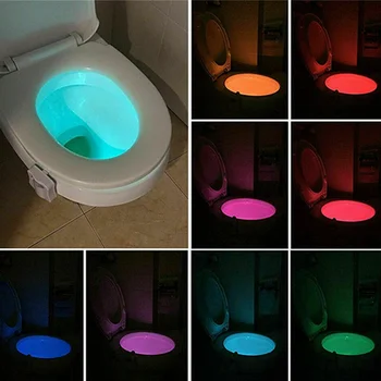 

Smart Bathroom Toilet LED Nightlight PIR Body Motion Sensor Seat Light Waterproof Bowl LED Night lights 8 Colors WC Toilet Light
