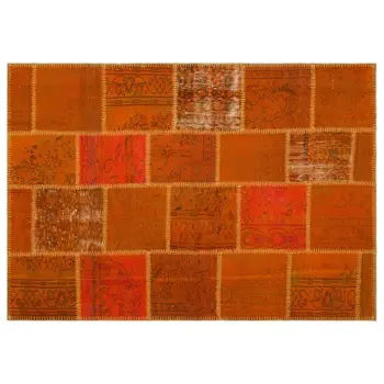 

Handmade Orange Vintage Overdyed Patchwork Area Rug 160x230 Cm-5'3''X7'7''