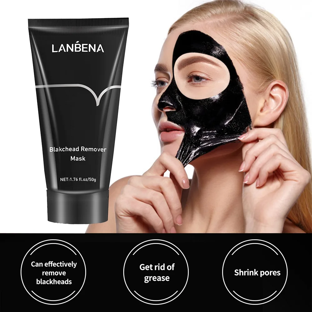 

LANBENA Blackhead Remover Black Mask Face Acne Treatment Peeling Peel-Off Shrink Pores Bamboo Charcoal Cleaning Nose Mask