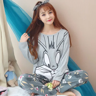 Autumn New Style Less WOMEN'S Pajamas Korean-style Long Sleeve Trousers Set Cartoon Big Face Bugs Bunny Cute Home Wear
Autumn New Style Less WOMEN'S Pajamas Korean-style Long Sleeve Trousers Set Cartoon Big Face Bugs Bunny Cute Home Wear