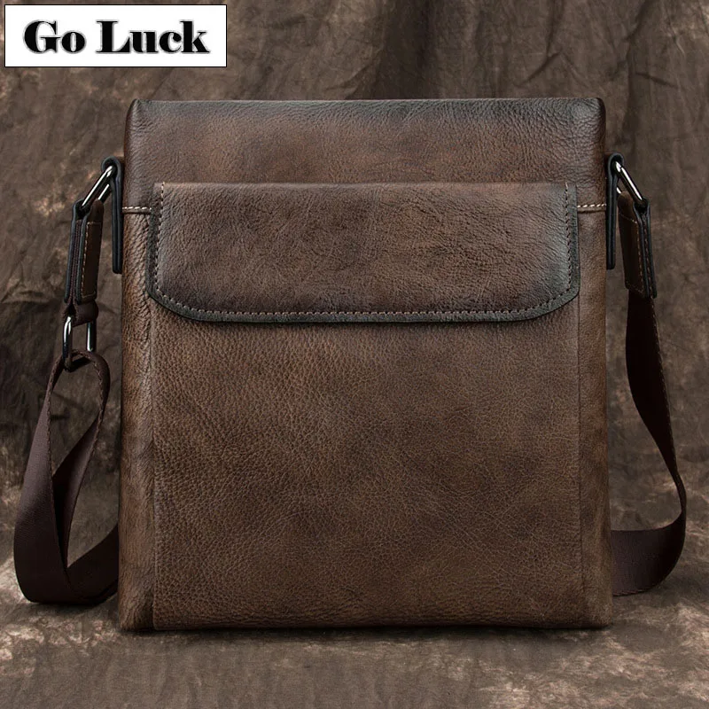 

GO-LUCK Brand Genuine Leather Business OL Briefcase Men's Crossbody Shoulder Bag Men Cowhide Messenger Bags Zipper Ipad Pack