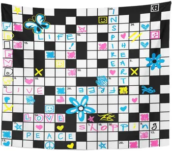 Pattern Crossword Puzzle Flowers and Symbol Cute Peace Simple Tapestry Home Decor Wall Hanging for Living Room Bedroom Dorm 50in
Pattern Crossword Puzzle Flowers and Symbol Cute Peace Simple Tapestry Home Decor Wall Hanging for Living Room Bedroom Dorm 50in