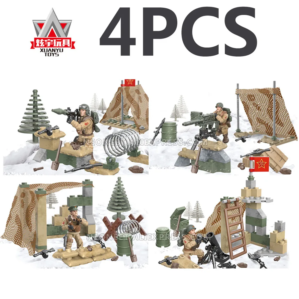4PCS Military Mini Action Figures WWII World War2 USSR Russian Army Soldiers Weapon Building Blocks Bricks Boy Toy
4PCS Military Mini Action Figures WWII World War2 USSR Russian Army Soldiers Weapon Building Blocks Bricks Boy Toy