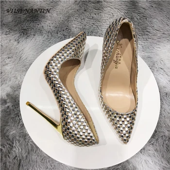 Classic Party Bling Spike Heels Women Shoes Pointed Toe Slip-On Mixed Color Chequered Glittery High Heels Ladies Fashion
Classic Party Bling Spike Heels Women Shoes Pointed Toe Slip-On Mixed Color Chequered Glittery High Heels Ladies Fashion