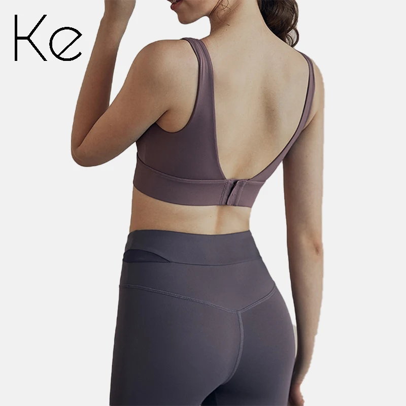 

KE Beautiful back sports bra women shockproof running sexy gathering yoga wear vest breathable fitness underwear outer wear