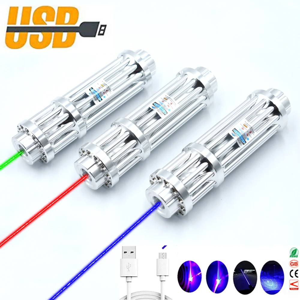 USB Rechargeable Blue Laser pointer Built-in battery High Power Green Red Laser Sight Adjustable Focus Lazer Pen laserpointer
USB Rechargeable Blue Laser pointer Built-in battery High Power Green Red Laser Sight Adjustable Focus Lazer Pen laserpointer
