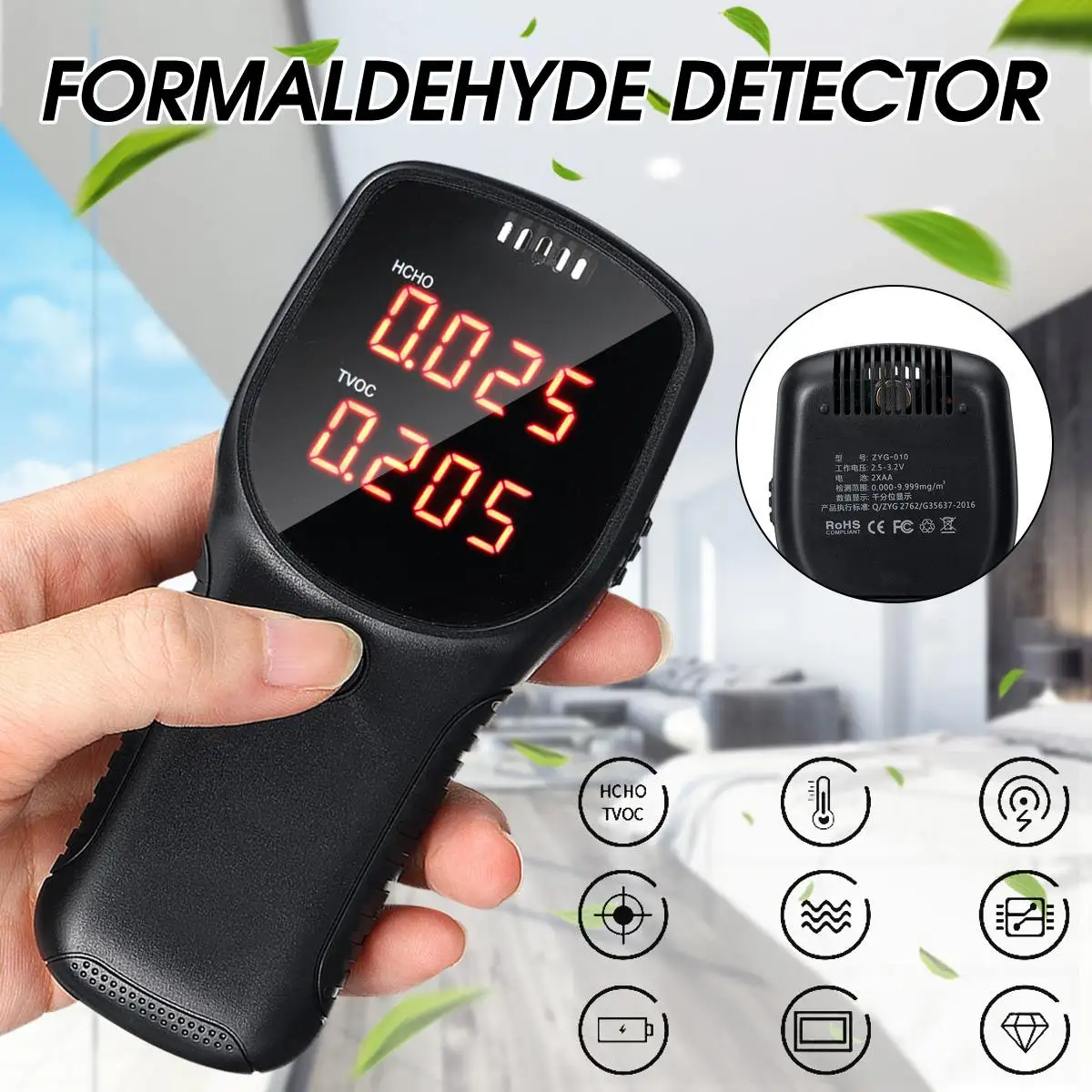 Portable Air Quality Monitor HCHO TVOC PM2.5 PM10 Formaldehyde Detector LCD Display Tester
Portable Air Quality Monitor HCHO TVOC PM2.5 PM10 Formaldehyde Detector LCD Display Tester