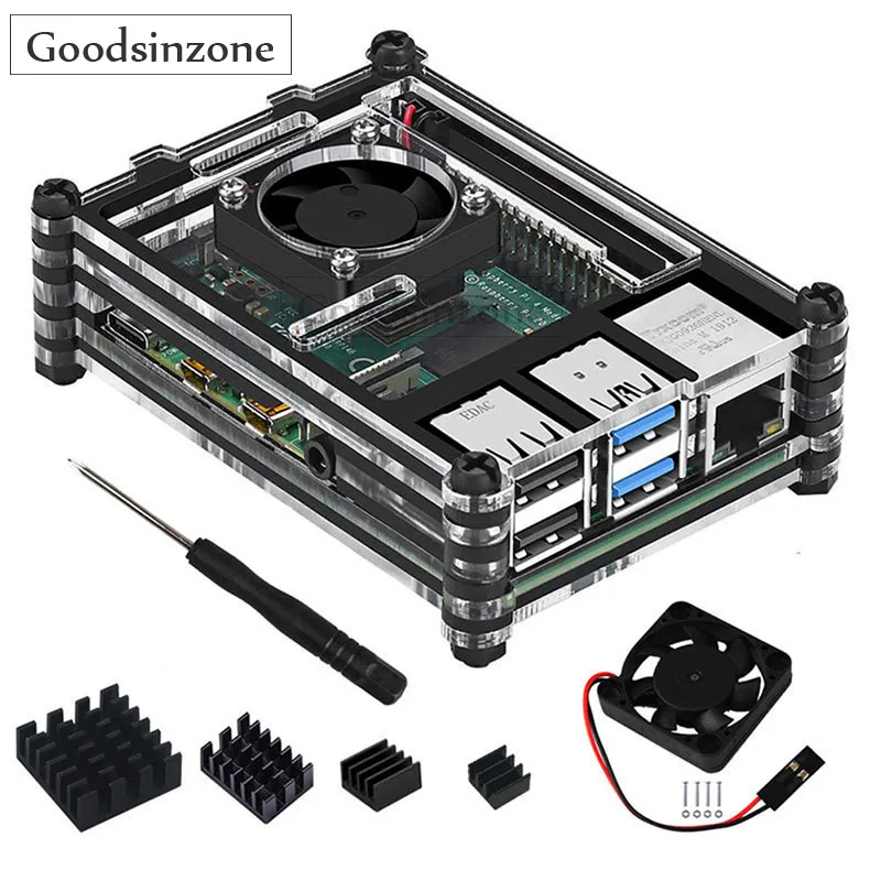 Raspberry Pi 4 Model B Case with Fan Kit + 4PCS Heatsinks for Raspberry Pi 4 Model B (RPI 4 Board Not Included)
Raspberry Pi 4 Model B Case with Fan Kit + 4PCS Heatsinks for Raspberry Pi 4 Model B (RPI 4 Board Not Included)