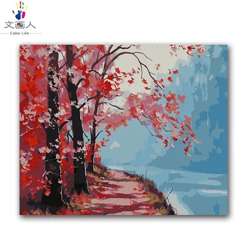 DIY ditigal painting by numbers red woods road scenery Colorful pictures paintings by numbers with kits for adult kids practise 
DIY ditigal painting by numbers red woods road scenery Colorful pictures paintings by numbers with kits for adult kids practise