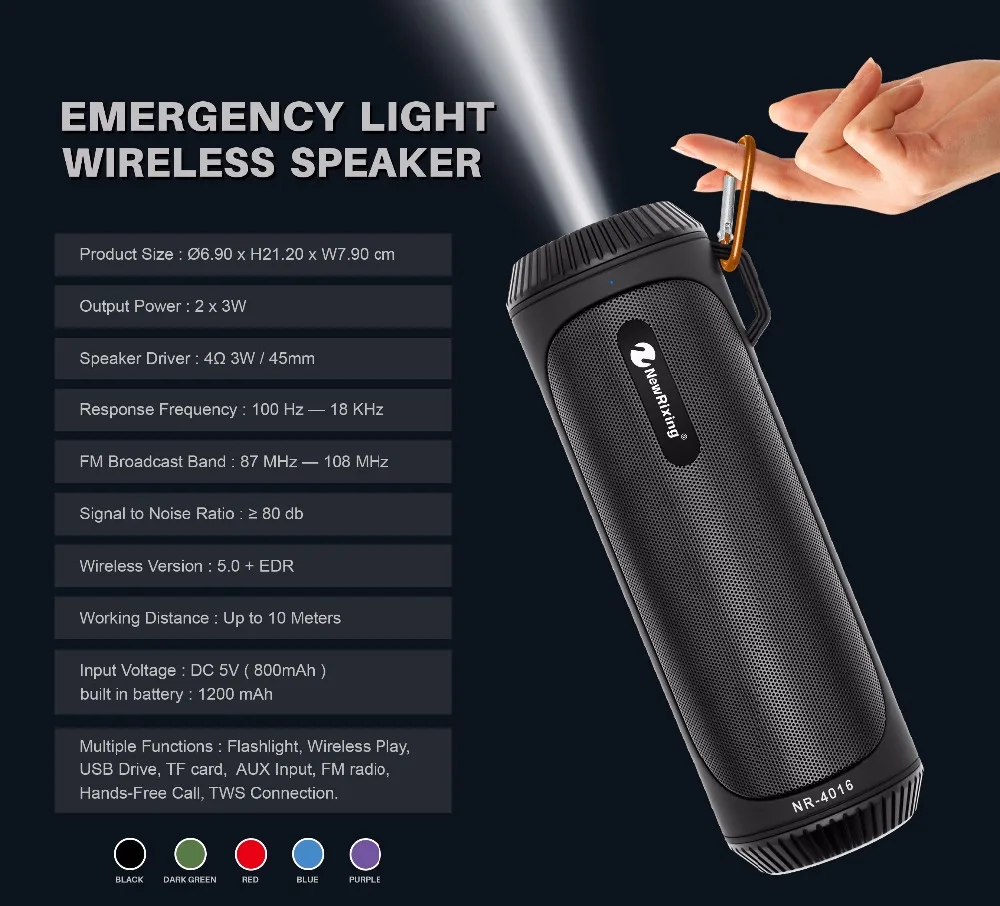 Wireless Bluetooth Speaker Waterproof Portable Outdoor Wireless Mini Audio Flashlight Insert Card Column Box Speaker
Wireless Bluetooth Speaker Waterproof Portable Outdoor Wireless Mini Audio Flashlight Insert Card Column Box Speaker