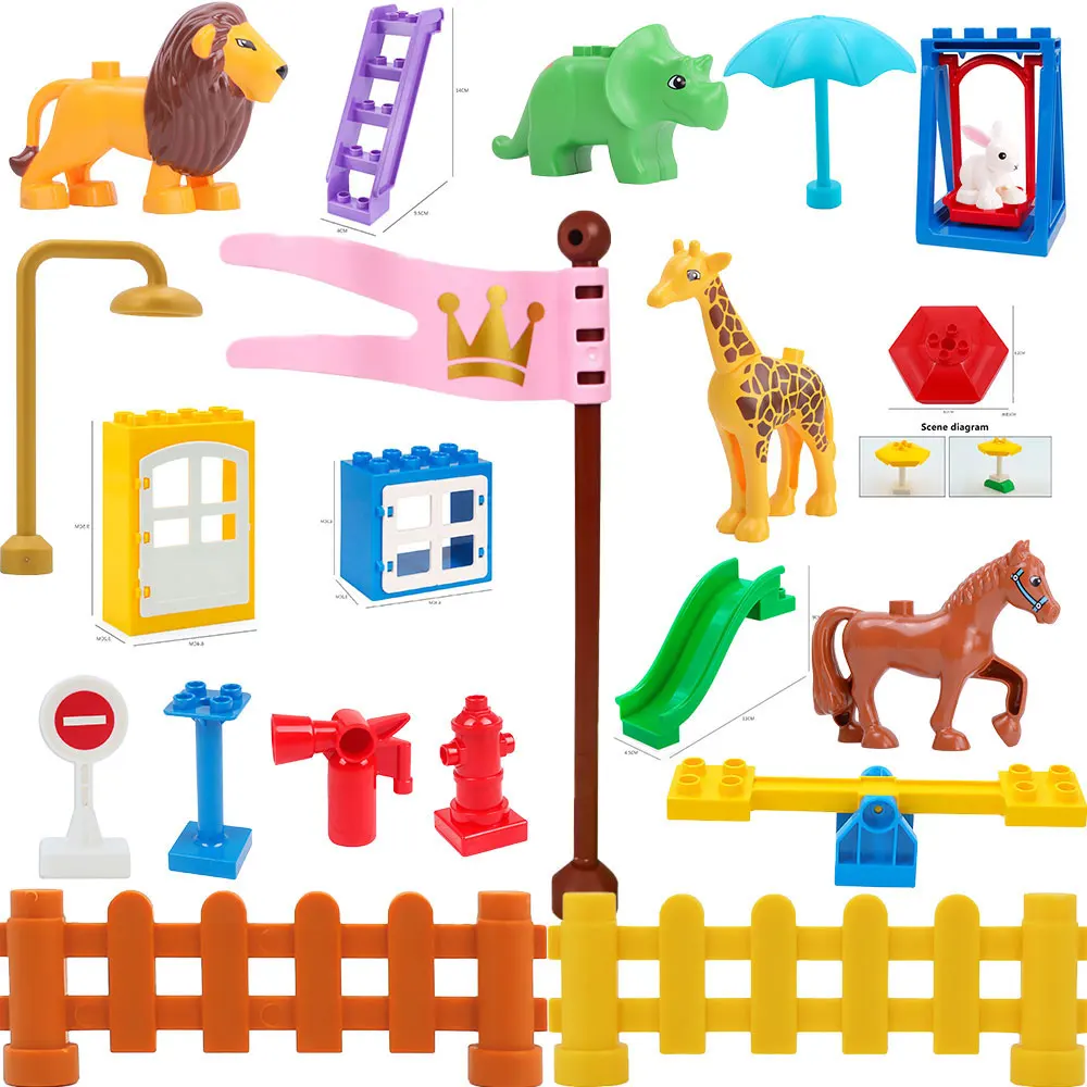 Animal Large Particle Building Blocks Brick Accessories giraffe rabbit dinosaur Slide stairs with gift Duploed toys for children
Animal Large Particle Building Blocks Brick Accessories giraffe rabbit dinosaur Slide stairs with gift Duploed toys for children