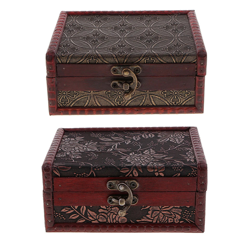 Antique Wooden Lock Jewelry Holder Storage Necklace Bracelet Gift Box Case Antique Wooden Lock Jewelry Holder Storage Necklace Bracelet Gift Box Case