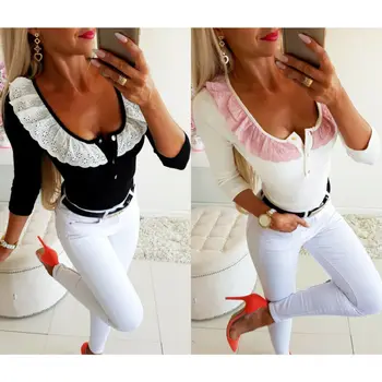 2019 Women Tees Tops Summer Top Casual Long Sleeve Solid Lace O Neck T Shirt Female T-Shirts Blusa Women Tees
2019 Women Tees Tops Summer Top Casual Long Sleeve Solid Lace O Neck T Shirt Female T-Shirts Blusa Women Tees