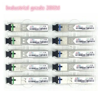 SC SFP Fiber optic module Industrial grade -40~+80 Celsius 1.25G20KM 1310/1550nm Single-SFP compatible optical module 5pairs
SC SFP Fiber optic module Industrial grade -40~+80 Celsius 1.25G20KM 1310/1550nm Single-SFP compatible optical module 5pairs