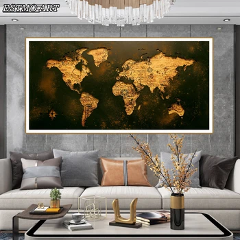 Canvas Painting Abstract Golden World Map Posters Print on Canvas Large Size Retro Map Hanging Wall Pictures for Living Room
Canvas Painting Abstract Golden World Map Posters Print on Canvas Large Size Retro Map Hanging Wall Pictures for Living Room