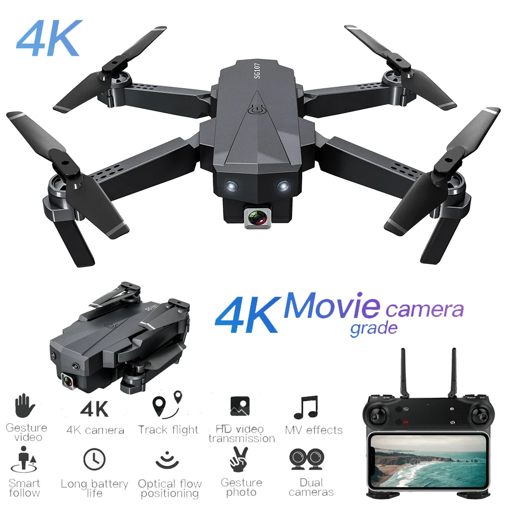SG107 Foldable RC Drone 4K ESC HD Camera WiFi FPV Drone Follow Me Optical Flow Positioning Altitude Hold RC Quadcopter RTF
SG107 Foldable RC Drone 4K ESC HD Camera WiFi FPV Drone Follow Me Optical Flow Positioning Altitude Hold RC Quadcopter RTF