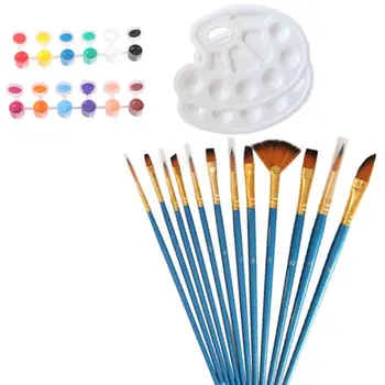 14pcs/set Artist Paint Brush Nylon Hair Watercolor Acrylic Oil Painting Supplies with Palette 
14pcs/set Artist Paint Brush Nylon Hair Watercolor Acrylic Oil Painting Supplies with Palette