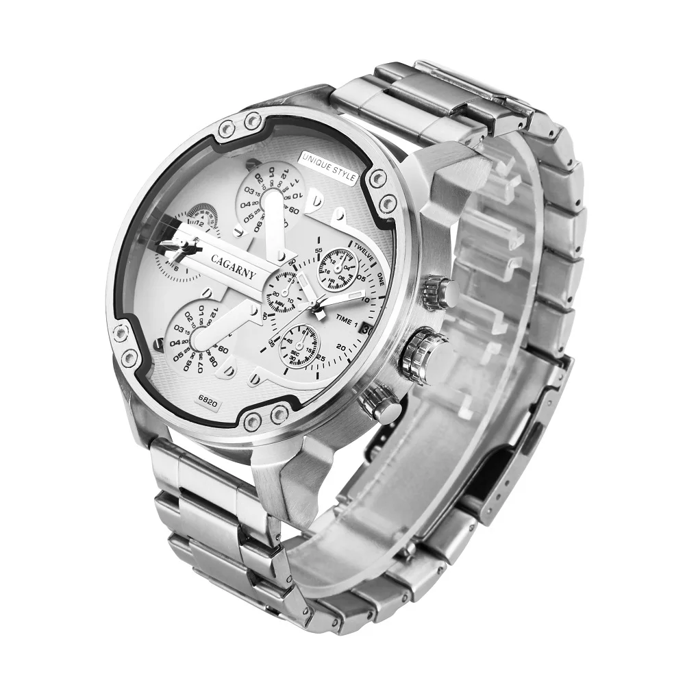 cagarny mens watches quartz watch men dual time zones big case dz military style 7331 7333 7313 7314 7311 steel band watches free shipping (8)